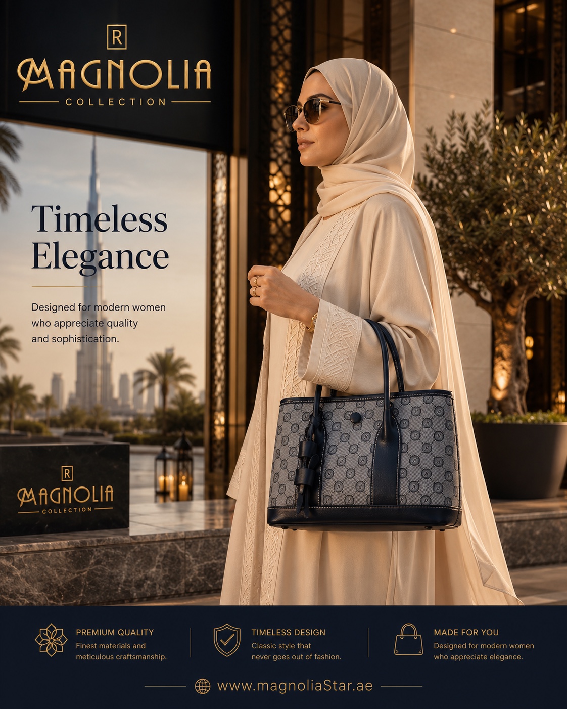 Magnolia Navy Monogram Tote